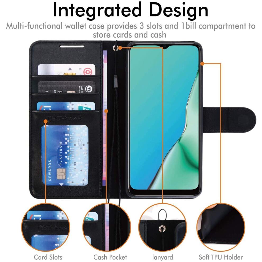 Leather Wallet Case for Oppo A9 2020 / A5 2020, Flip Protective Case Cover with Wallet Card Holder