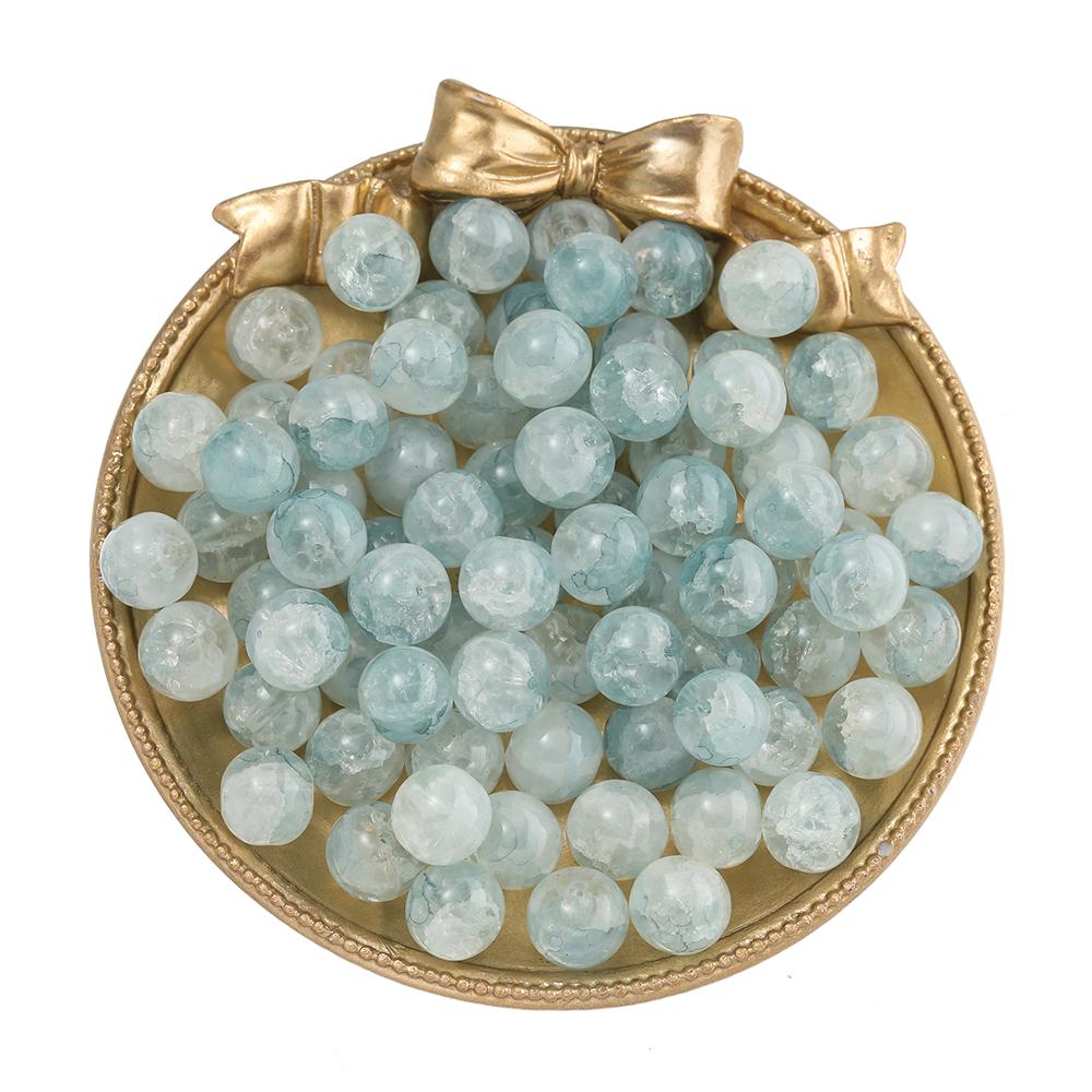 20/50pcs Crackle Flowers Glass Beads 10mm Round Spacer Loose Bead for DIY Bracelet Necklace Jewelry Making Accessories Supplies