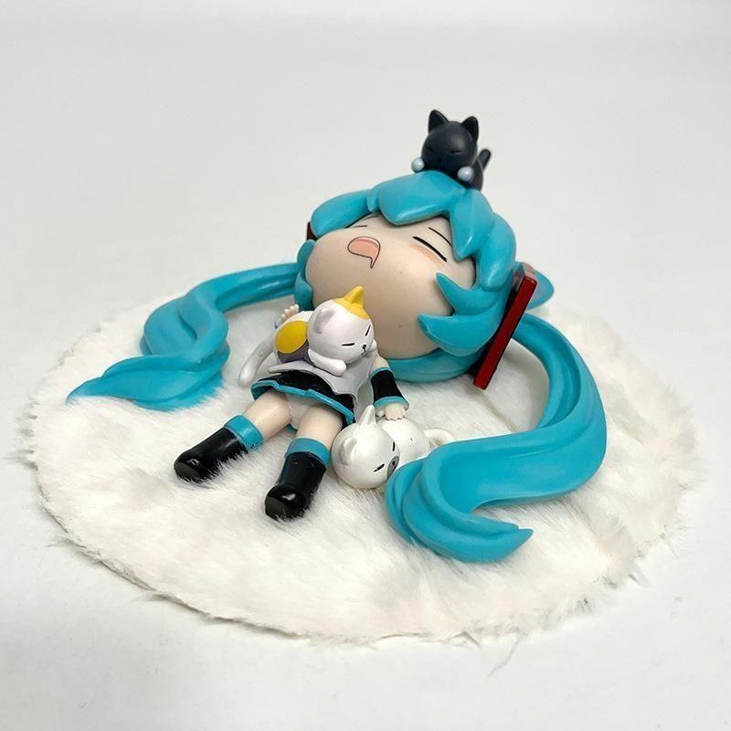 Miku Sleeping Anime Action Figurine Doll Desktop Ornament Kawaii Chassis Decor Kawaii Collection Model Toys Girl Surprise Gift