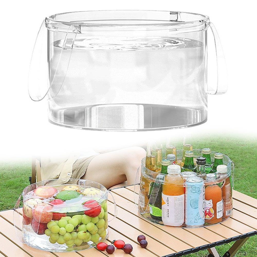 

Foldable Transparent Bucket Picnic Fruit Basket Portable Clear Water Basins Food Storage Outdoor Washbasin Tourist Camping Use