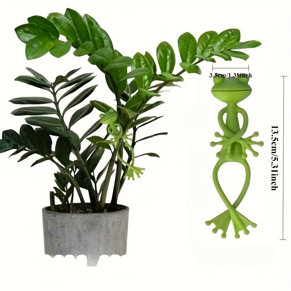 10PCS green frog plant racks,cute and stable PP plant supports,  for small potted plants and granulation plants, perfect for garden decorations