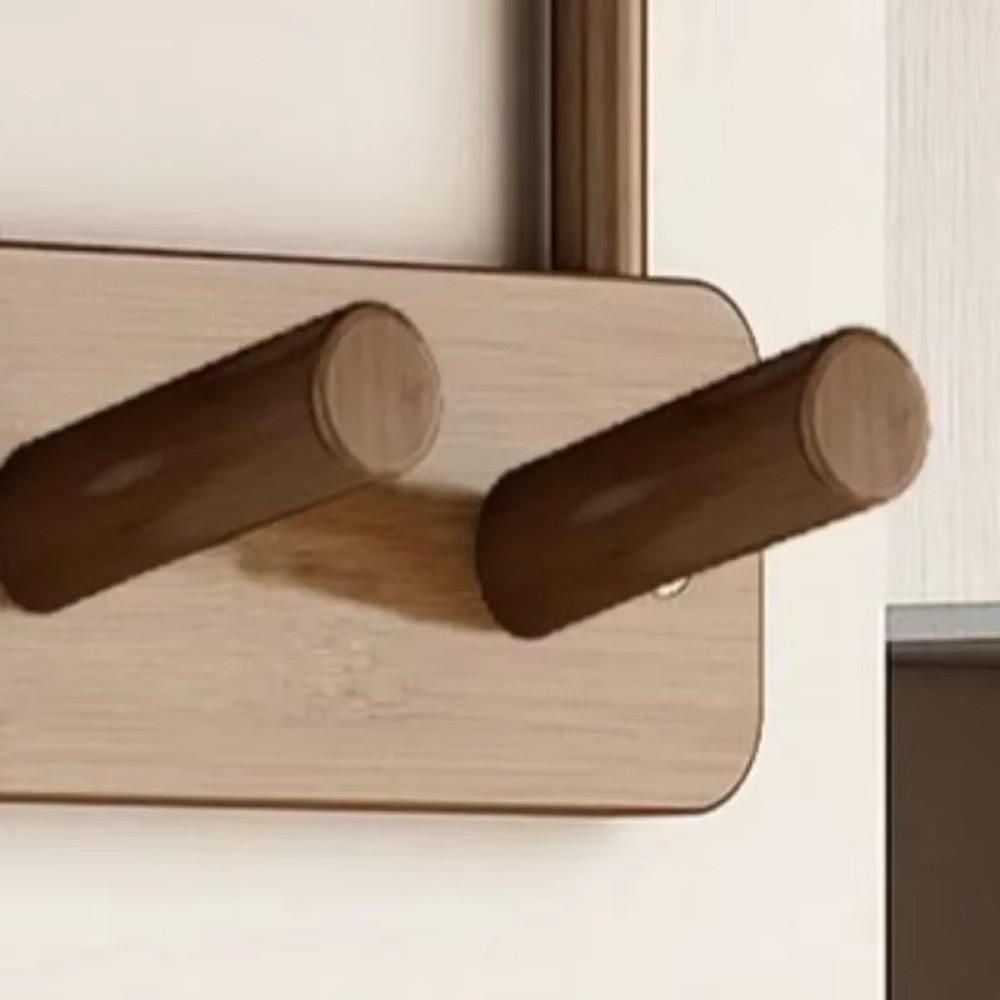 With Hooks Wall Mounted Coat Rack Storage Function Hanging Shelf Wooden Storage Rack Living Room