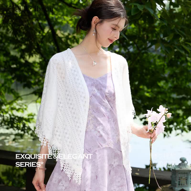 New Chinese Style Hollow Jacquard Shawl One Size