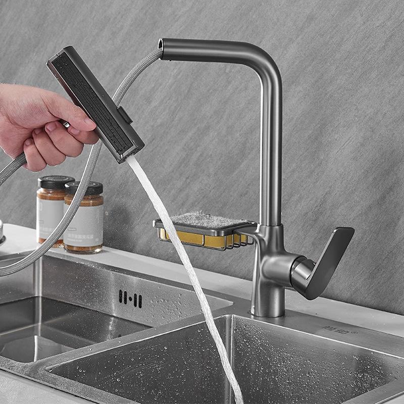 Pull-out Kitchen Faucets Splash-proof Sink Faucet for Washing Vegetables Household Hot and Cold Pressurized Sink Faucet