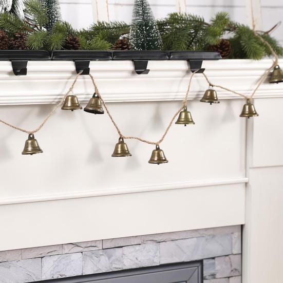 12Pcs Christmas Bell Ornaments Set with Jute Rope DIY Wind Chime Craft Kit Rustic Metal Decor for Holiday