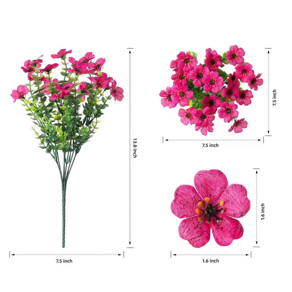 Outdoor Artificial Flowers Fake Plants Artificial Outdoor Greening Morning -UV Plastic Shrubs Decoration