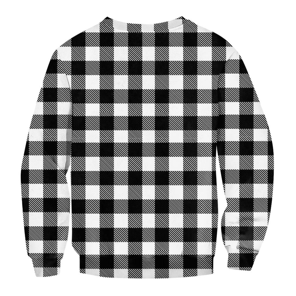 Men's Casual Fashion Comfortable Plaid Round Neck Pullover Sweatshirt Sweatshirt