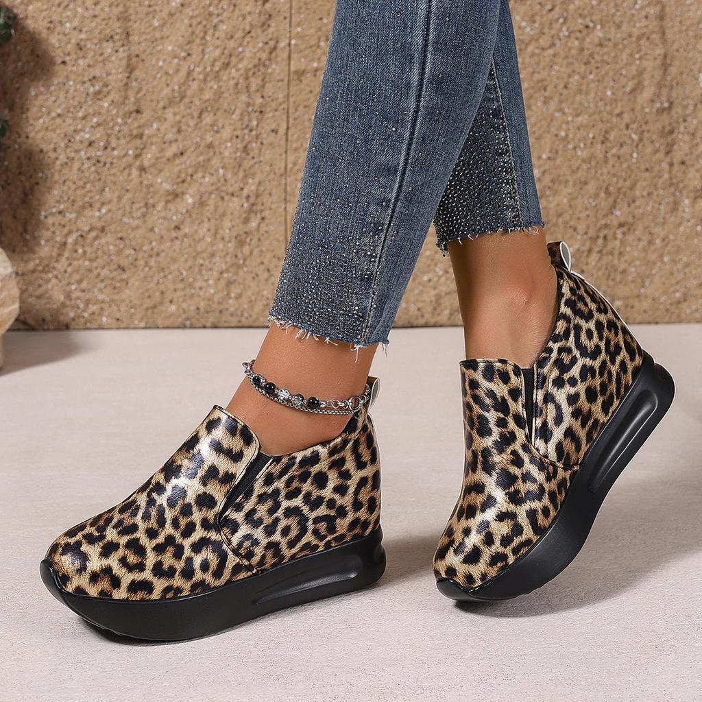 Women Sneakers 2024 Autumn New Women Round Toe Leopard Print Shoes Anti Slip Outdoor Commuting Sneakers Zapatos De Mujer