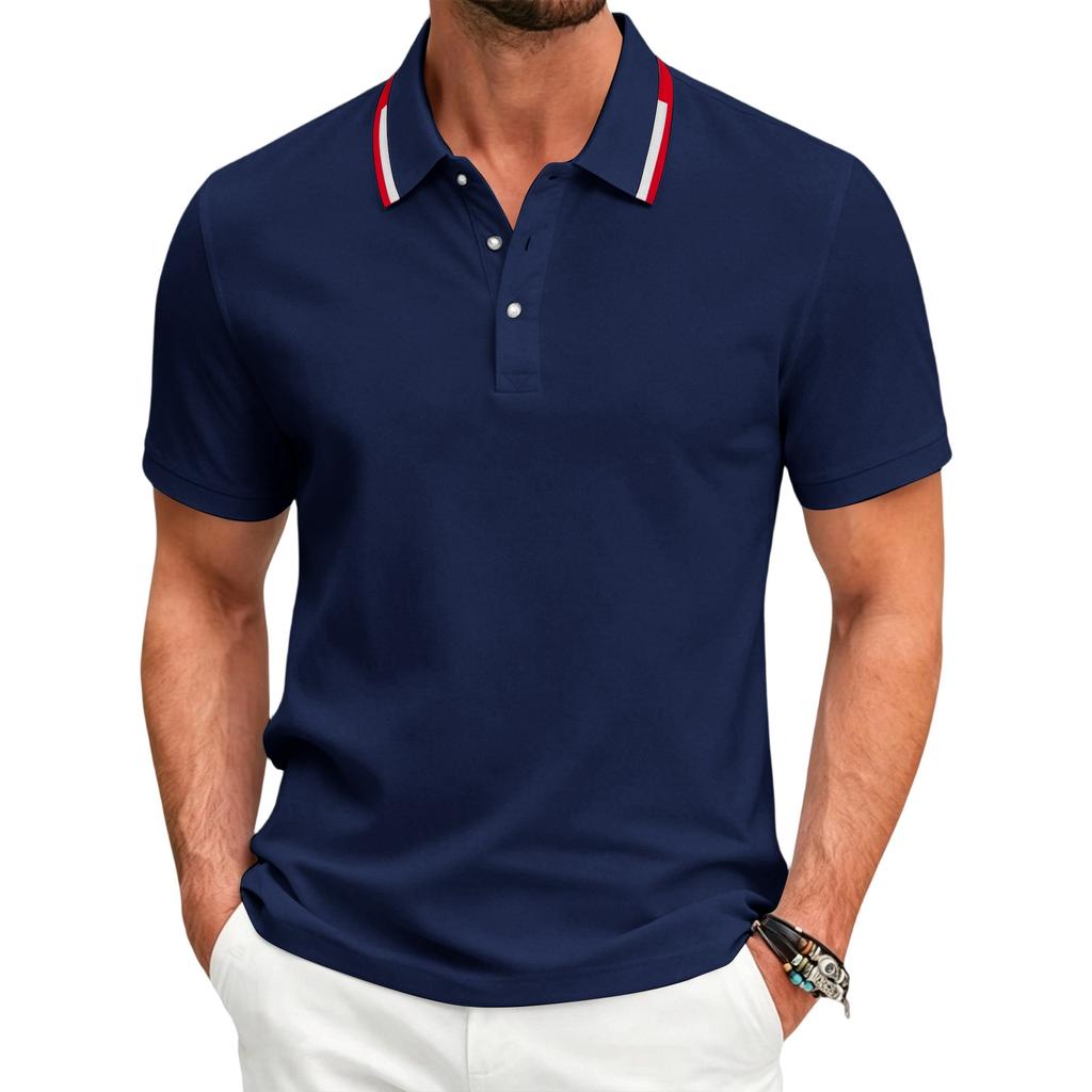 Men's Short Sleeve Polo Shirt Breathable Quick Dry Sports Casual Collared Polo Shirt for Summer Outdoor Activities