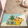 Xmas Tree Snow Globe Pikachu 3D Print Imitation Cashmere Rug, Soft Water Absorbent Mat For Living Room Decor
