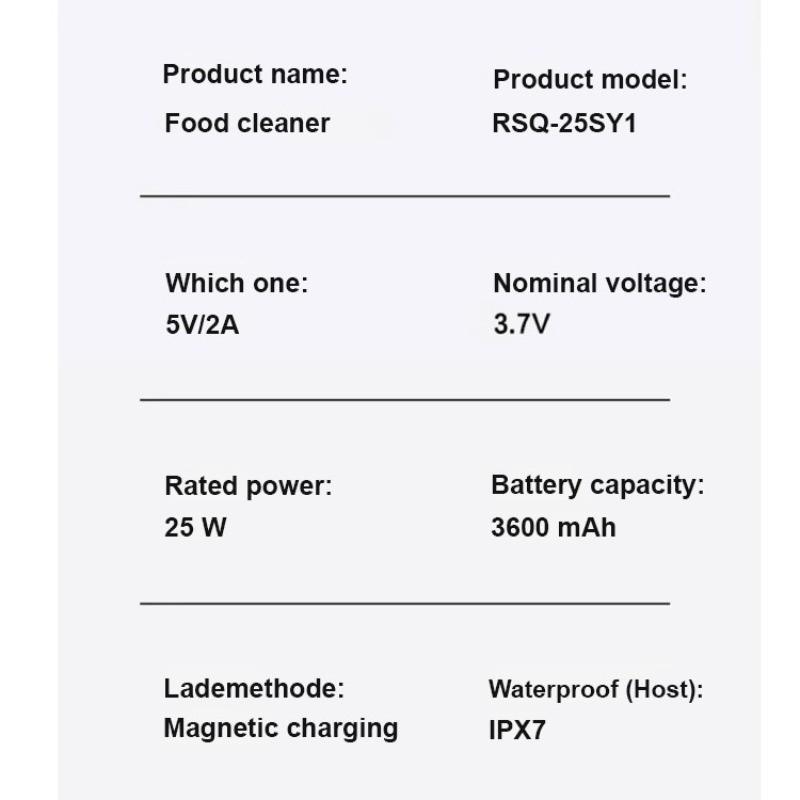 Portable Wireless Kitchen Fruit Washer Small Household Sterilizer Food Cleaner Automatic Fruit Vegetable Washing Machine