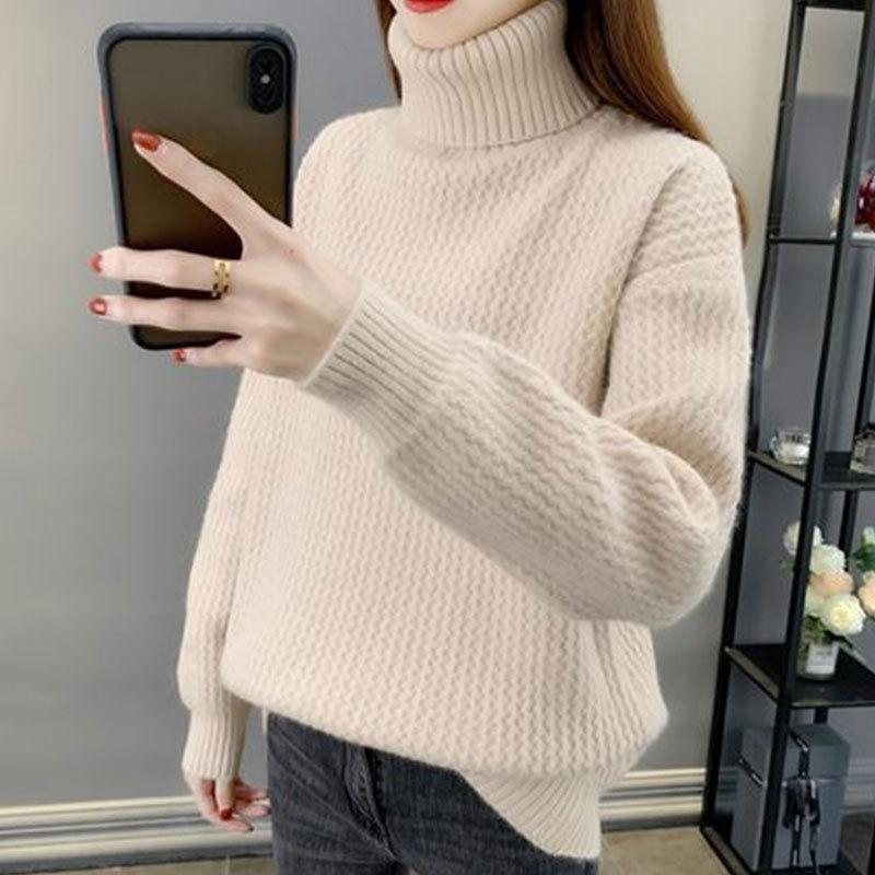 

Водолазка женская утолщенная осень и зима новый модный верх низ вязаный свитер XXL