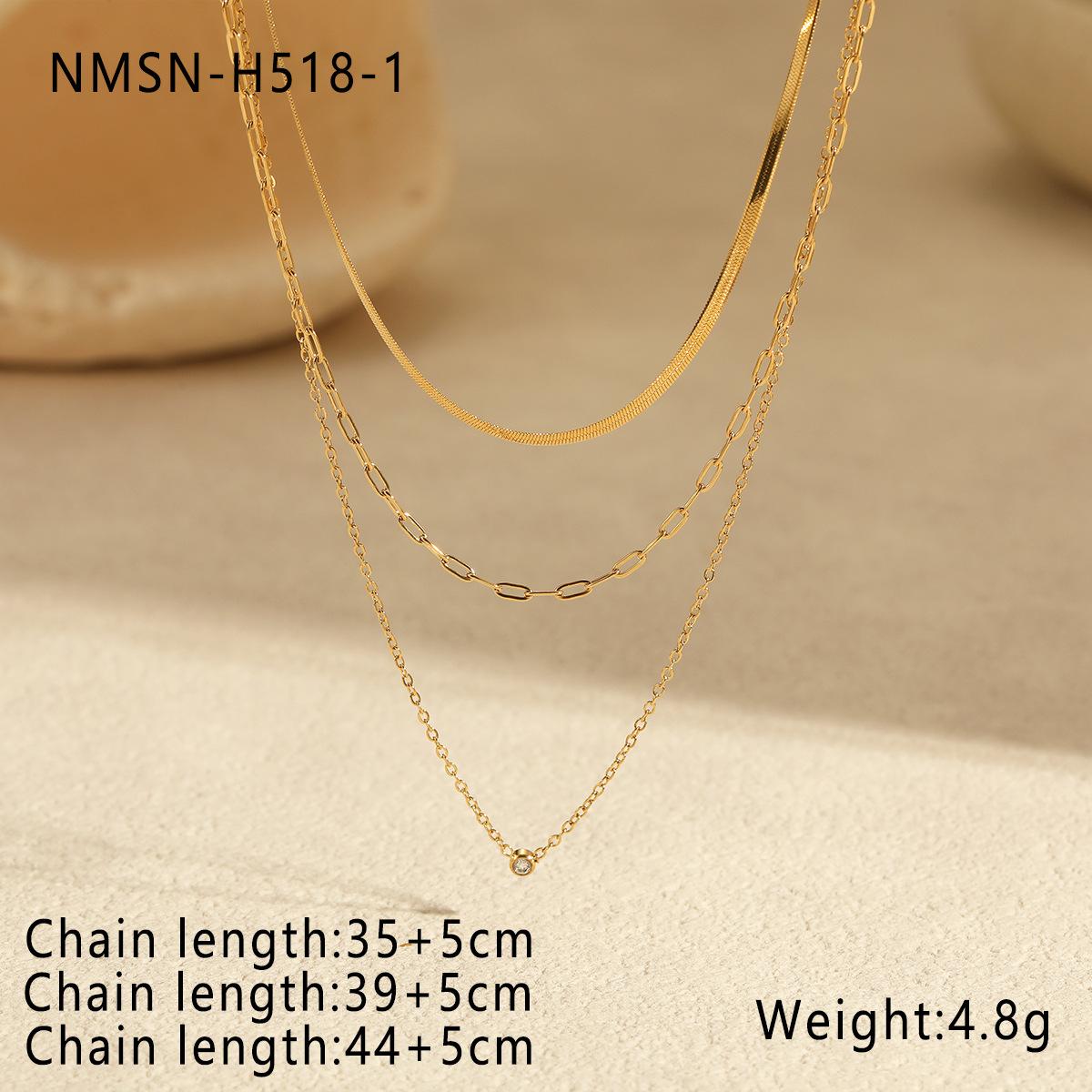 GEMCHIC Women s Multi-Layer Stacking Titanium Steel Necklace with Cubic Zirconia, Minimalist Luxury Chain Choker