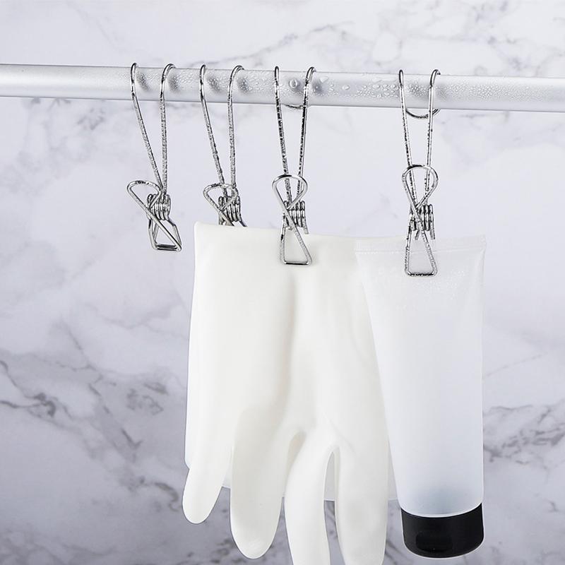 Stainless Steel Clothes Pegs Laundry Storage Clip Hooks Photo Clip Bathroom Clothespins Towel Clip Kitchen Organizer Holder Rack