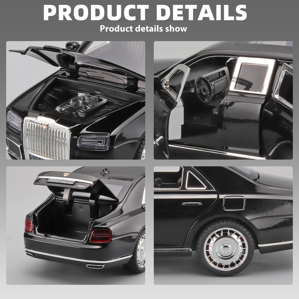1:24 Aurus Motors Aurus Senat Russia Limousine Alloy Metal Diecast Model Car Sound & Light Classic Collectible Ornaments Gifts