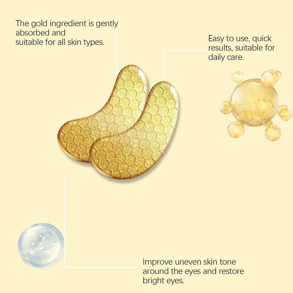 Augenklappen aus 24 Karat Gold, lindern feine Linien und Tränensäcke, entfernen Schwellungen und dunkle Augenringe, spenden Feuchtigkeit und nähren die Retinol-Kollagen-Lifting-Maske