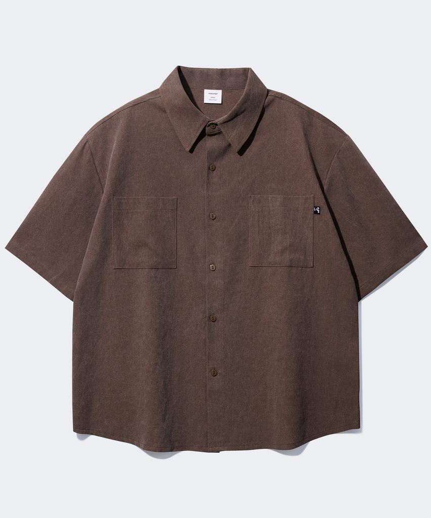 PERSTEP Pigment Loose Fit Short Sleeve Shirt Dark Brown Smss4079
