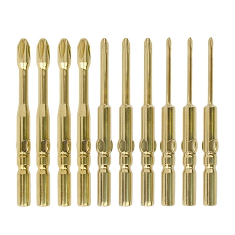 10Pcs Magnetic 5/6mm Round Shank Crosses Bits S3 Alloy Steel Hardened 60mm Length Electric Screwdriver Accessories Set