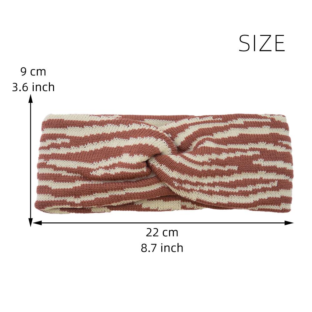 Striped Knit Headband for Women Crochet Ear Warmer Soft Warm Turban Headwrap Stretch Headbands Winter Hair Accessories