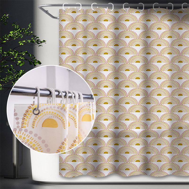 3D Printed PEVA Shower Curtain with Hooks – Thick, Waterproof, Mildew-Resistant Bathroom Partition