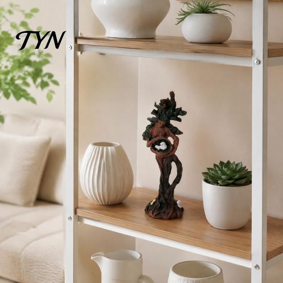 Personalized Shelf Display Piece Tree Goddess Statue with Bird Nest, Resin Figurine, Handcrafted Modern Craft Forest Spirit Sculpture,