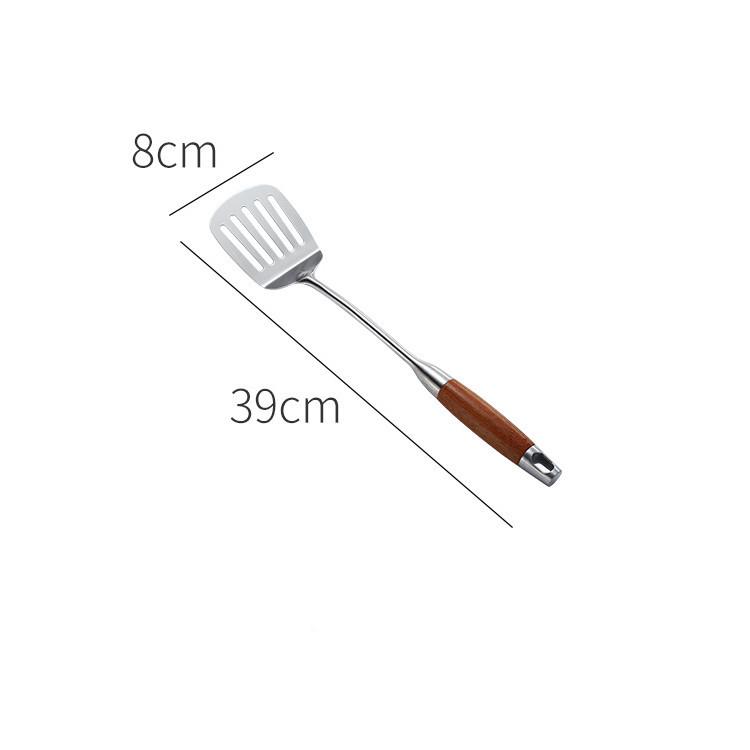 Solid Rosewood & 304 Stainless Steel Kitchen Utensil Set: Soup Ladle, Skimmer, Slotted Spoon, Frying Spatula, Strainer.