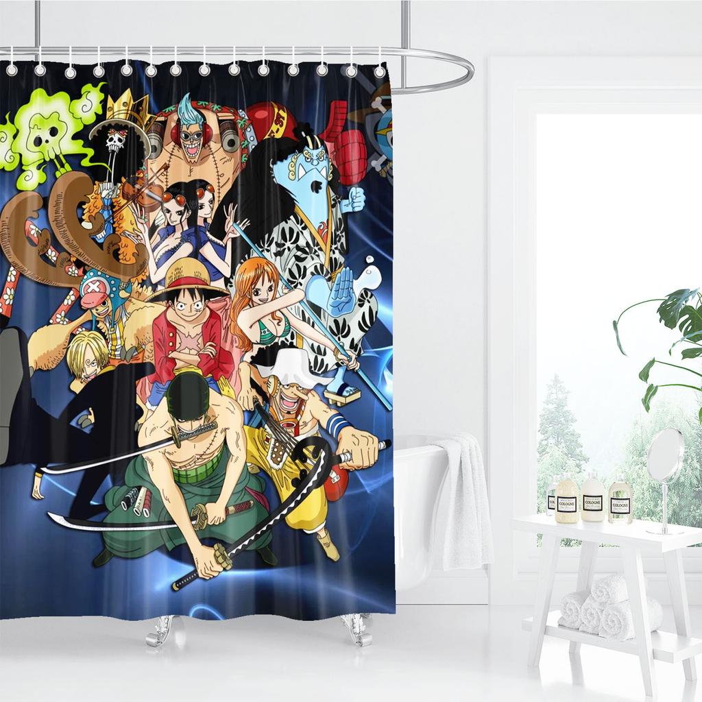 One Piece Anime Shower Curtain, Bathroom Accessories, Decor Curtains For Living Room, Cute And Funny  Christmas Gifts