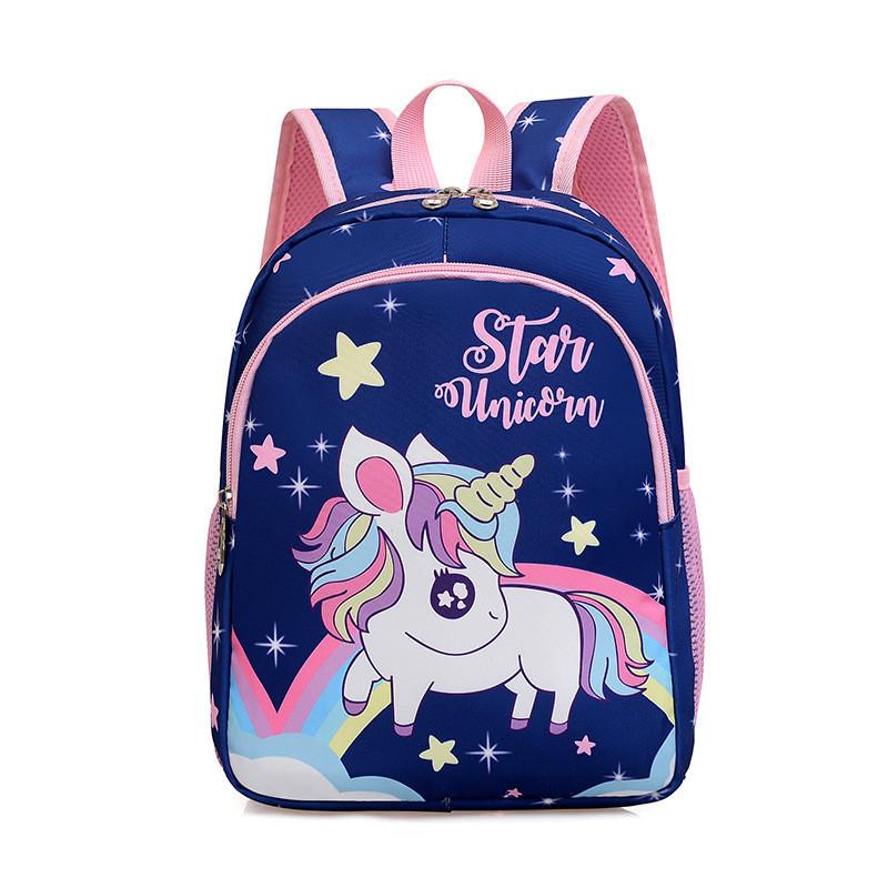 Lovely Cartoon Unicorn Backpack For Kindergarten Girls Lightweight And Sturdy темно-синий