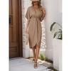 Simple Raglan Sleeve Solid Color Irregular Dress