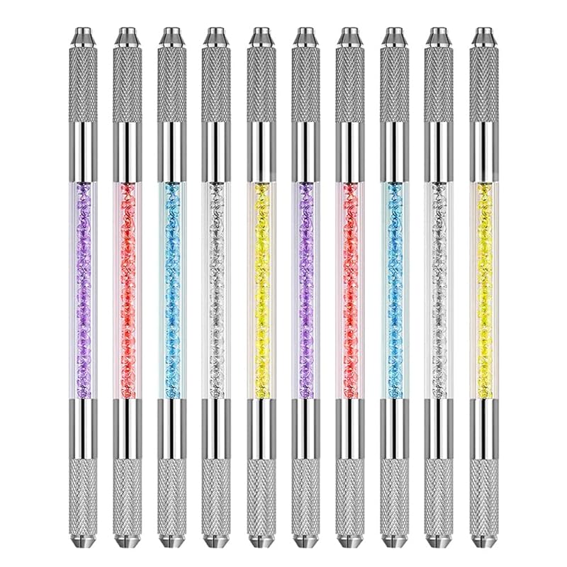 Microblading Pen 10 Pcs Professional Dual-head Manual Tattoo Fog Eyebrow Micro blading Pen Needle Tip Holder Tool For Permanent Makeup Supplies 10 Piece
