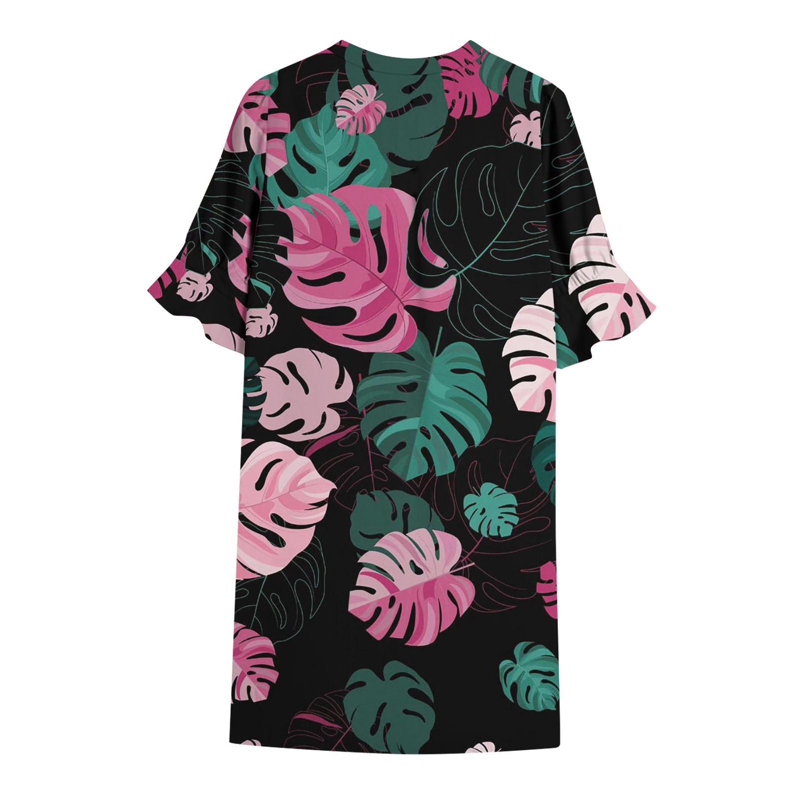 Женское платье с объемными рукавами и гавайским принтом — фото 6