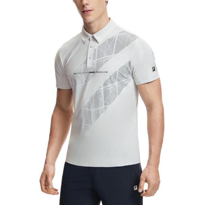 FILA Fitness Series Pullover Comfortable Soft Short Sleeve Polo Shirt Men tops Pearl-Gray A11M421105F-GY