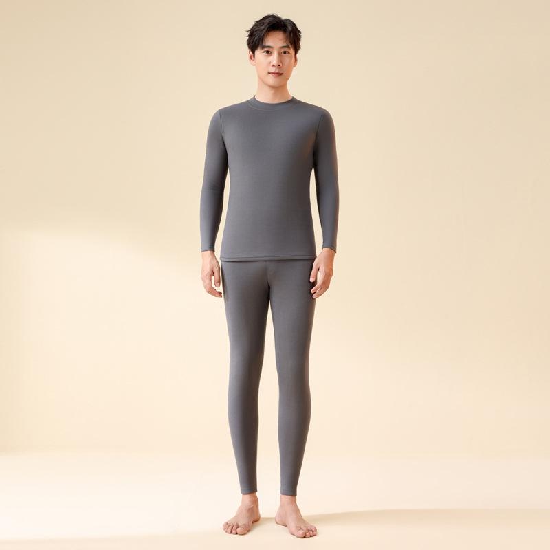 Lyocell Tencel Warm Fleece-Lined Underwear Set for Waist & Abdomen Protection (Long Sleeve Top & Bottom)