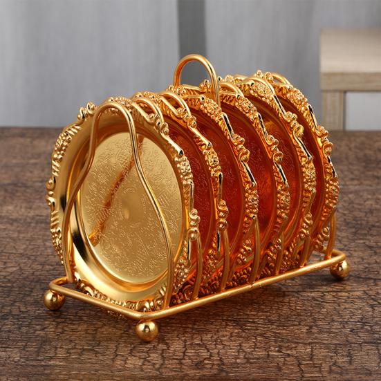 

1 Set Mini Cake Plates Vintage Reusable Alloy Elegant Shape Golden