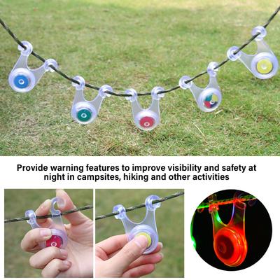 10Pcs Rope Hanging Light Outdoor Silicone Camp Tent String Rope Warning Lights Camping Warning Guard Camping Lights