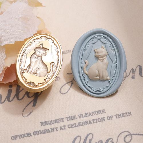 

New 3D Embossed Fire Lacquer Stamp Seal Head Cute Meow Student Envelope Handbook Invitation Seal