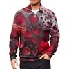 Men's Loose Casual 1/4 Zip Sweatshirt Fashion Printed Long Sleeve Top With Pockets