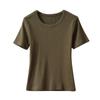 Damen Sommerkleid mit halblangen Ärmeln Neues Rundhals Slim Body Alle Kurzarm-Oberteil Basisshirt