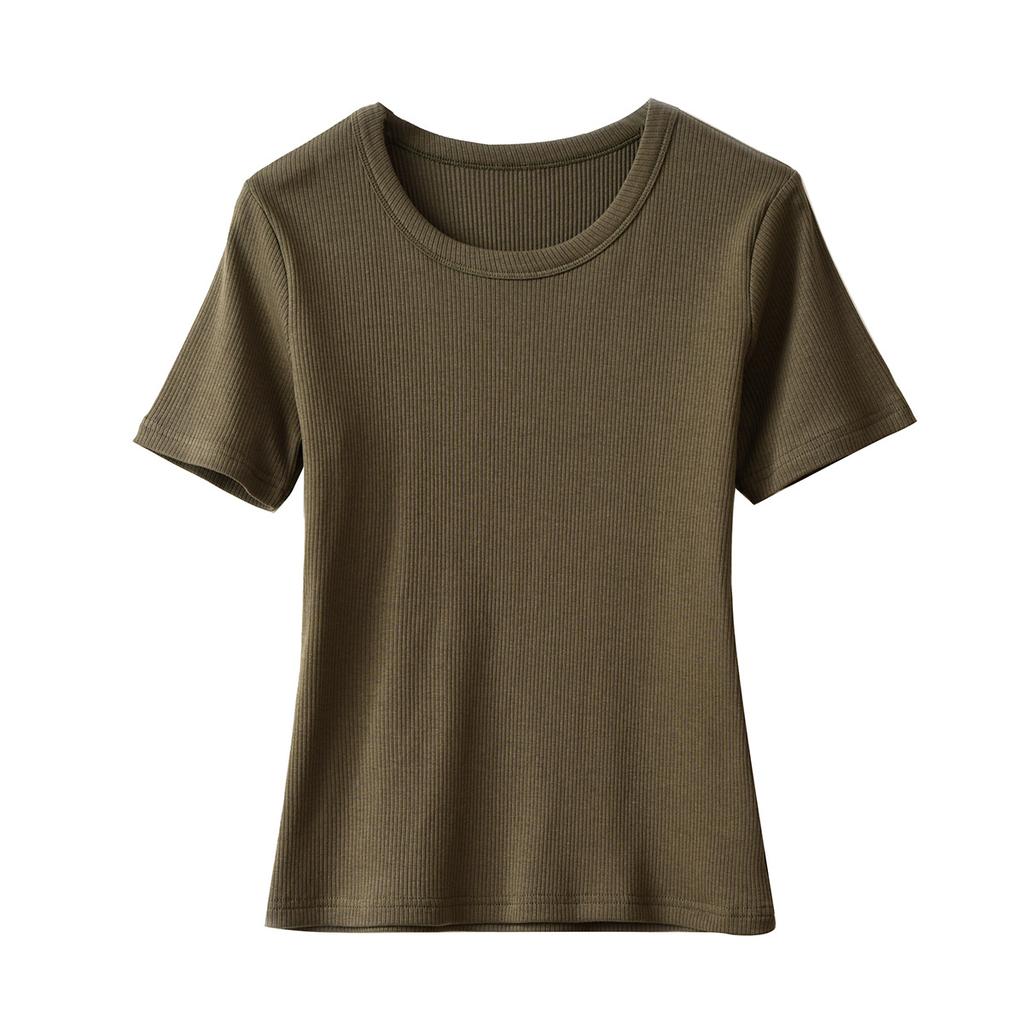 Damen Sommerkleid mit halblangen Ärmeln Neues Rundhals Slim Body Alle Kurzarm-Oberteil Basisshirt