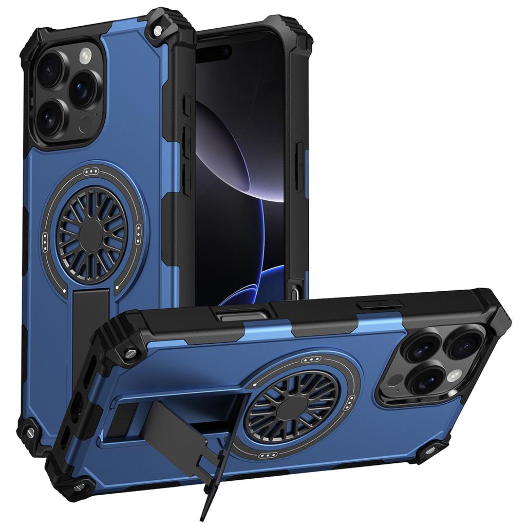 For iPhone 16 Pro Magnetic Case Kickstand TPU+PC Drop Defend Phone Cover