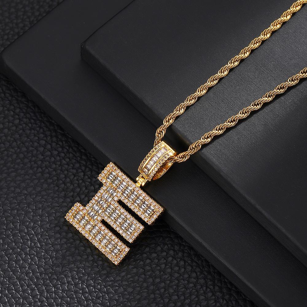 26 English Letters Pendant Necklace Copper Inlaid Zircon Versatile Jewelry Necklace