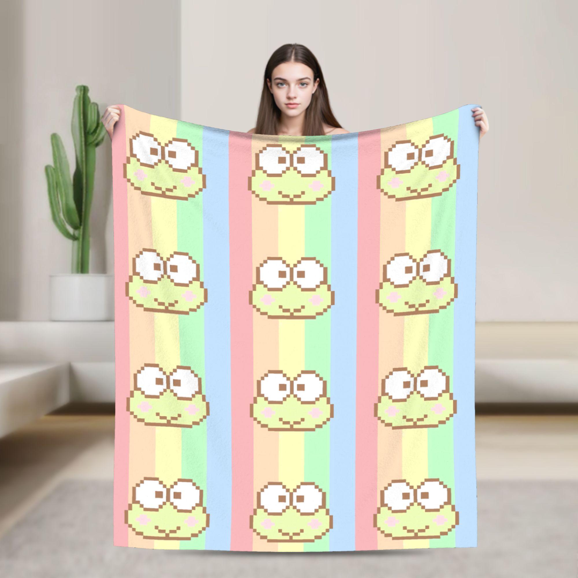 

Keroppis Blankets Cute Frog Warm Soft Fluffy Plush Bedding Throws For Girls Boys Living Room Flannel Bedspread Bed Cover 75cmx90cm чёрный