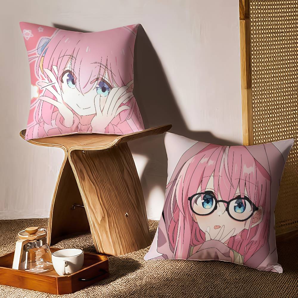 Anime B-Bocchi The Rock-MT Cartoon Pillow Case Printing Pillowcase Living Room Sofa Cushion Cover Bedroom Room Decor
