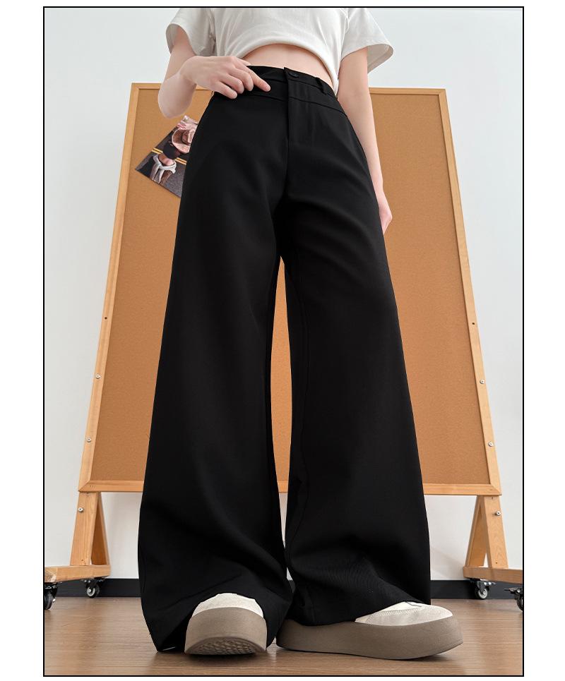 Women's French Style High-Waisted Wide-Leg Suit Pants - Spring/Summer Draping Straight-Leg, Slim Fit, Casual Long Pants