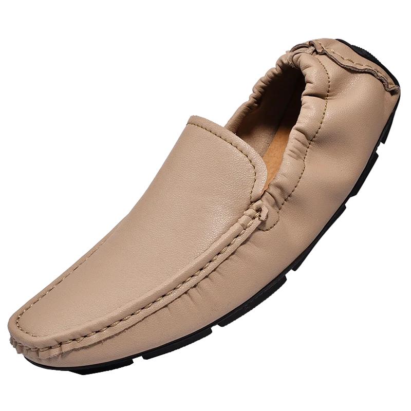 Fashion Genuine Leather Men Loafers Shoes High Quality Moccasins Driving Shoes Green Orange Office Shoes Casual Loafers Big Size 38-49