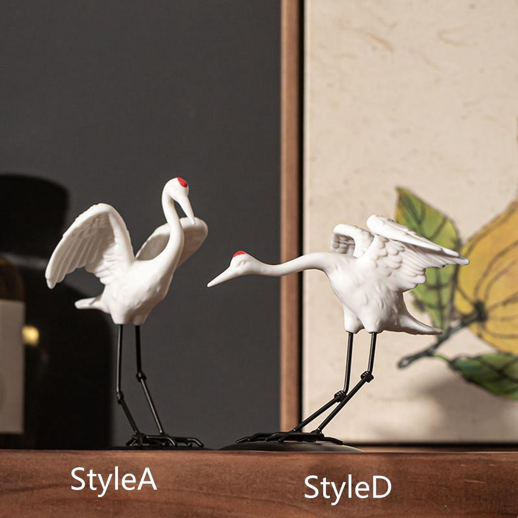 Chinese Crane Statue Animal Bird Figurine Modern Sculpture Ornament for Living Room Cabinet Porch