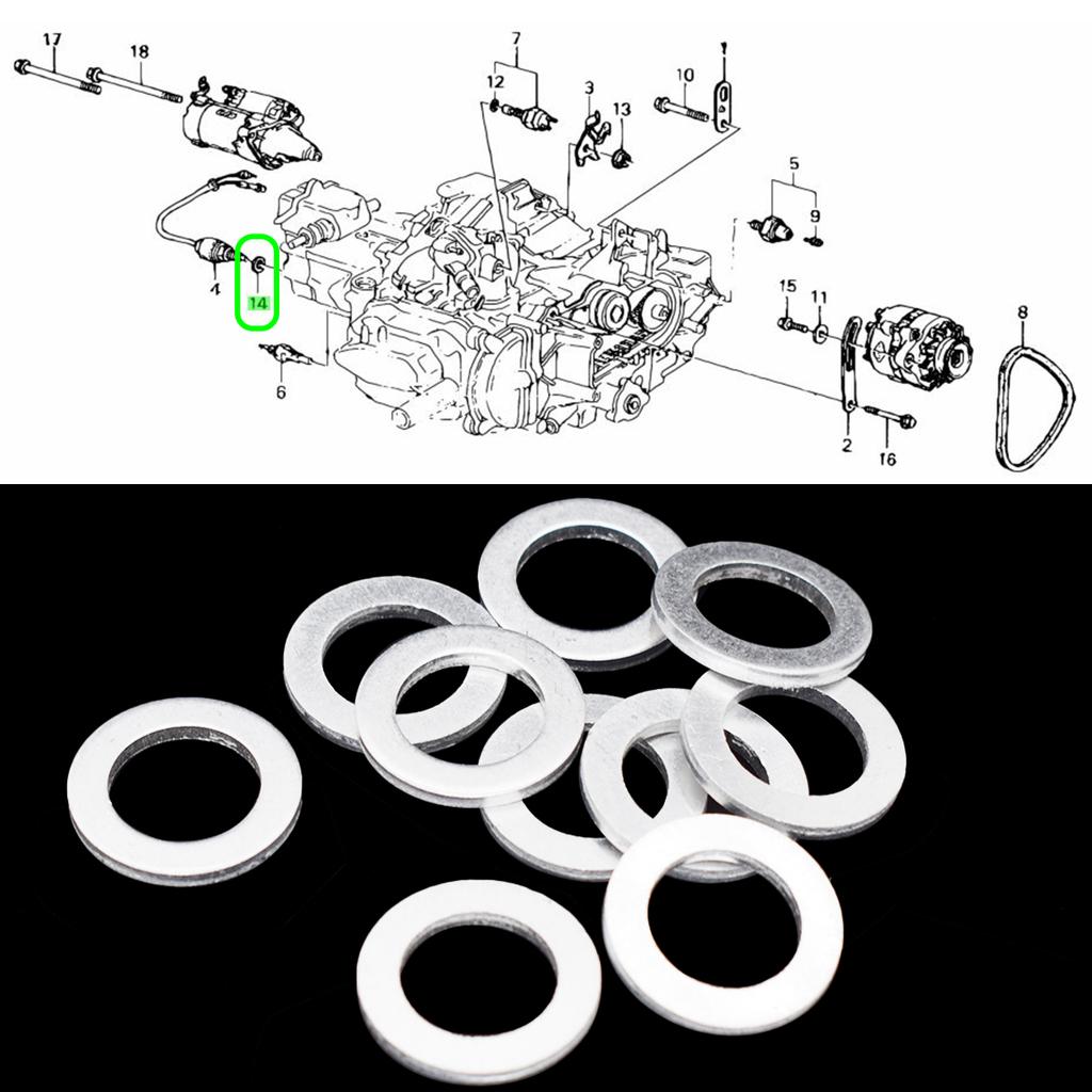 20PCS Thread Oil Drain Sump Plug Gaskets Washer 14mm Hole Seal Ring Car Engine For Honda ACCORD CR-V CIVIC Acura OE# 9410914000