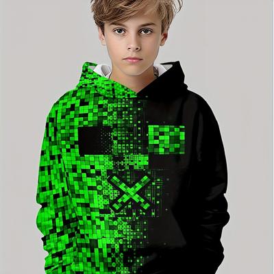 Moderne 3D-printet afslappet pullover til drenge, langærmet sportstøj til forår og efterår, hættetrøje top til drenge til udendørs brug