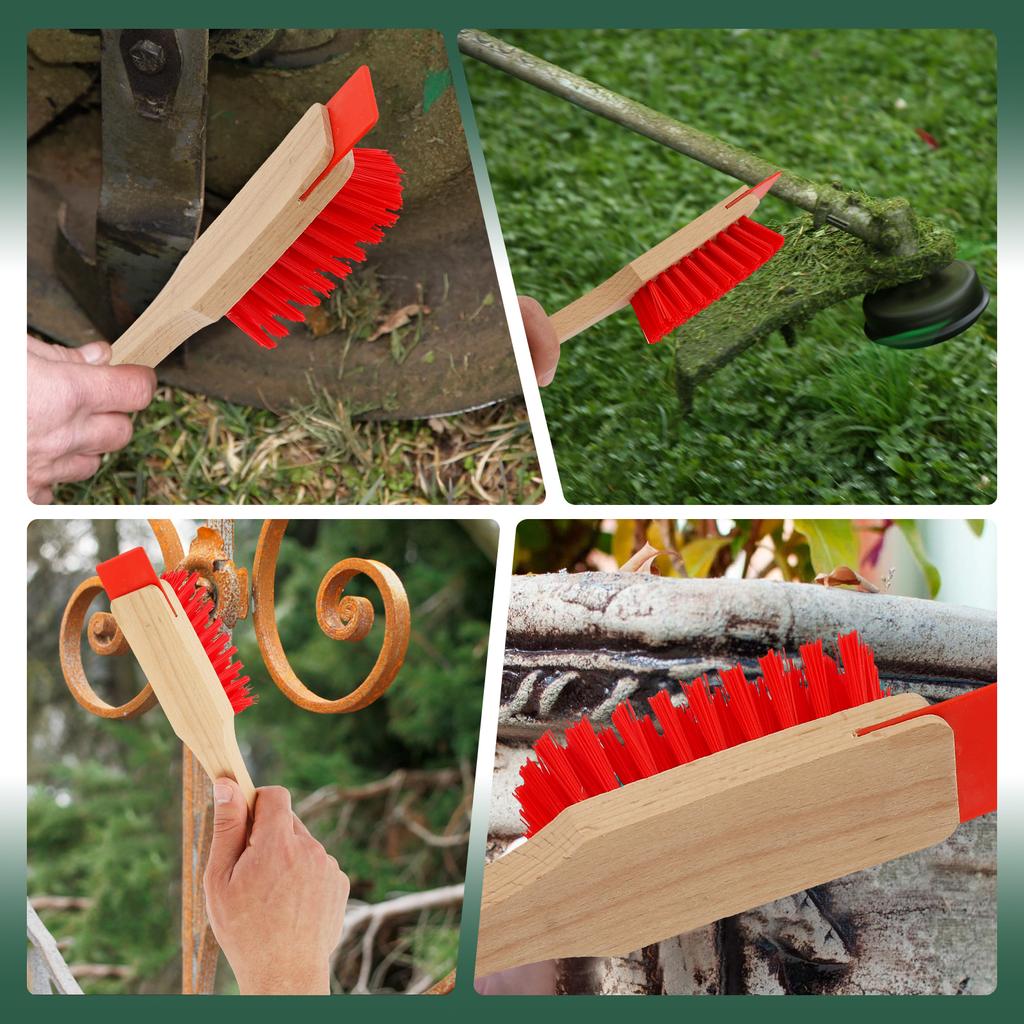 Mower Deck Scraper Deck Cleaner Tool with Stiff Bristle Brush Lawn Mower Longhandle Maintenance Scraper Cleaning Tool for Garden