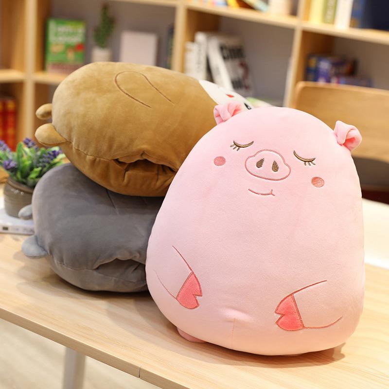 Hot Lovely Cartoon Animal Dinosaur Unicorn Mouse Monkey Plush Toys Stuffed Soft Warm Hand Pillow Blanket Children Birthday Gift